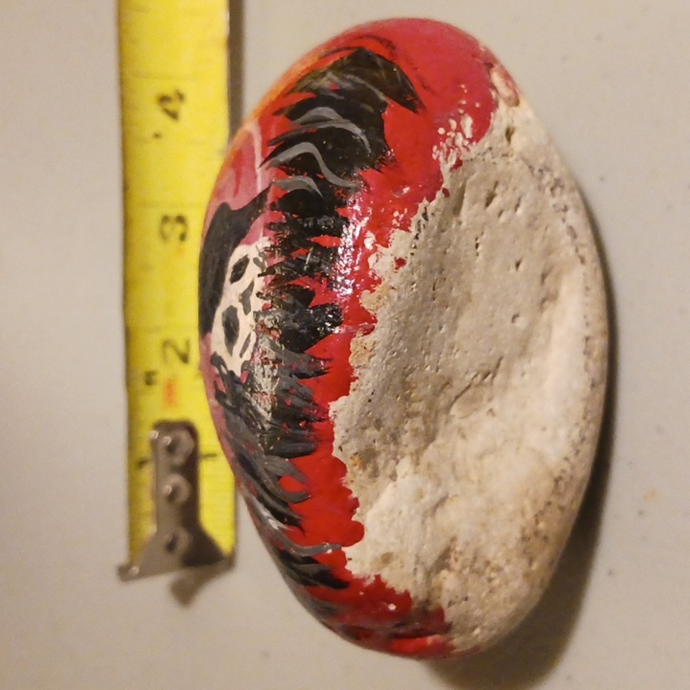 Crow Skull Painted Art Rock Stone Paper Weight #eshopchicago RARE Original - Picture 6 of 6